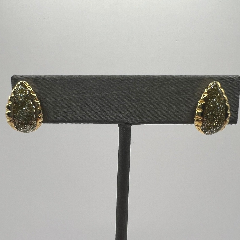 Vintage‎ Diamond Dust Leaf Earrings Clip On Gold Tone Stud
